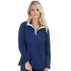 LAUREN JAMES THE LAWSON QUILTED PULLOVER‎ IN ESTATE BLUE WOMEN'S SMALL